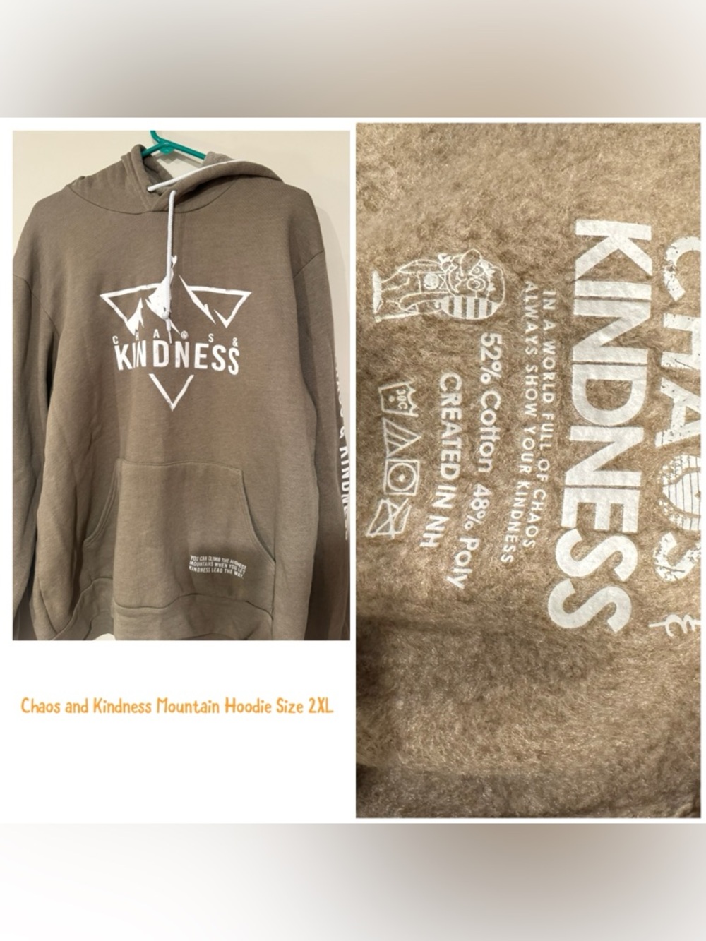 Chaos & Kindness Taupe Mountain Hoodie